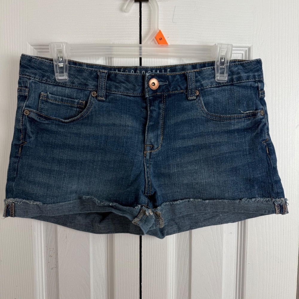 Aeropostale Denim Shorts Size 10 Blue Low Rise Raw Hem Indie Sleaze Summer